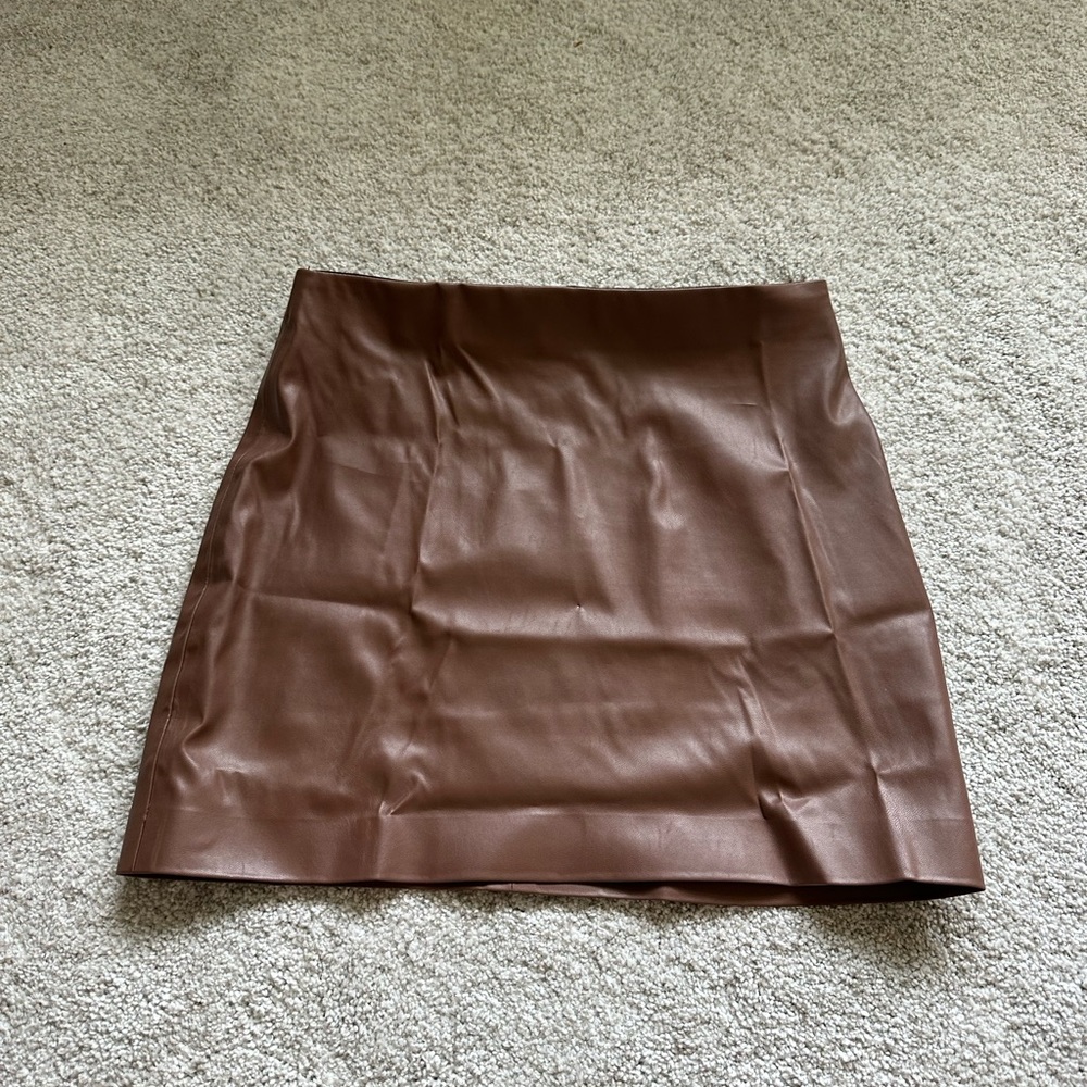 Brown leather skirt